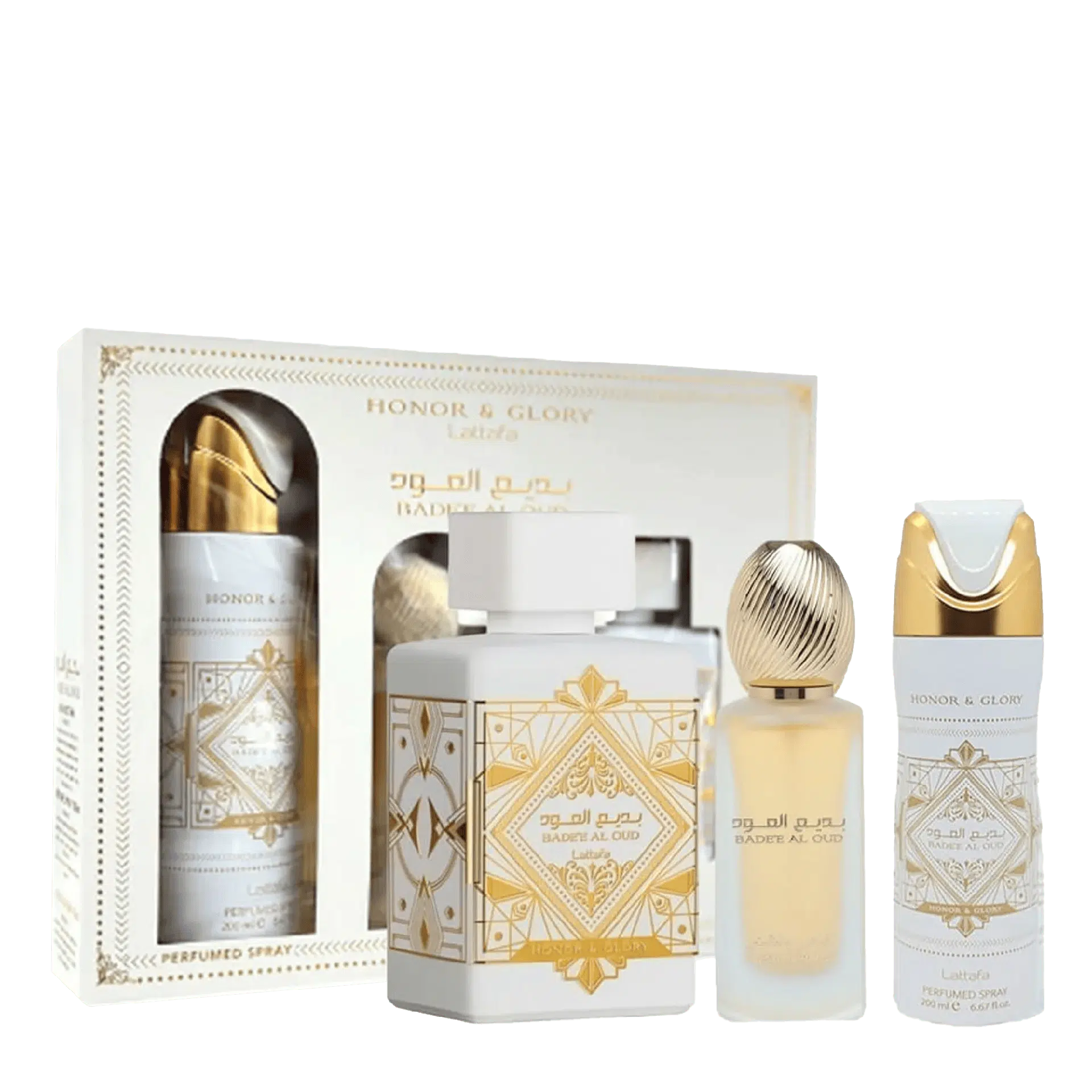Estuche Lattafa Honor y Glory EDP 100 ml Unisex (3 piezas)