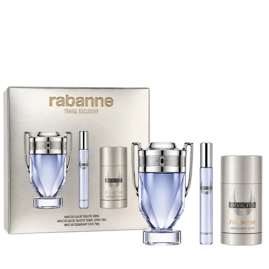 Estuche Paco Rabanne Invictus EDT 100 ml para Hombre (3 piezas)