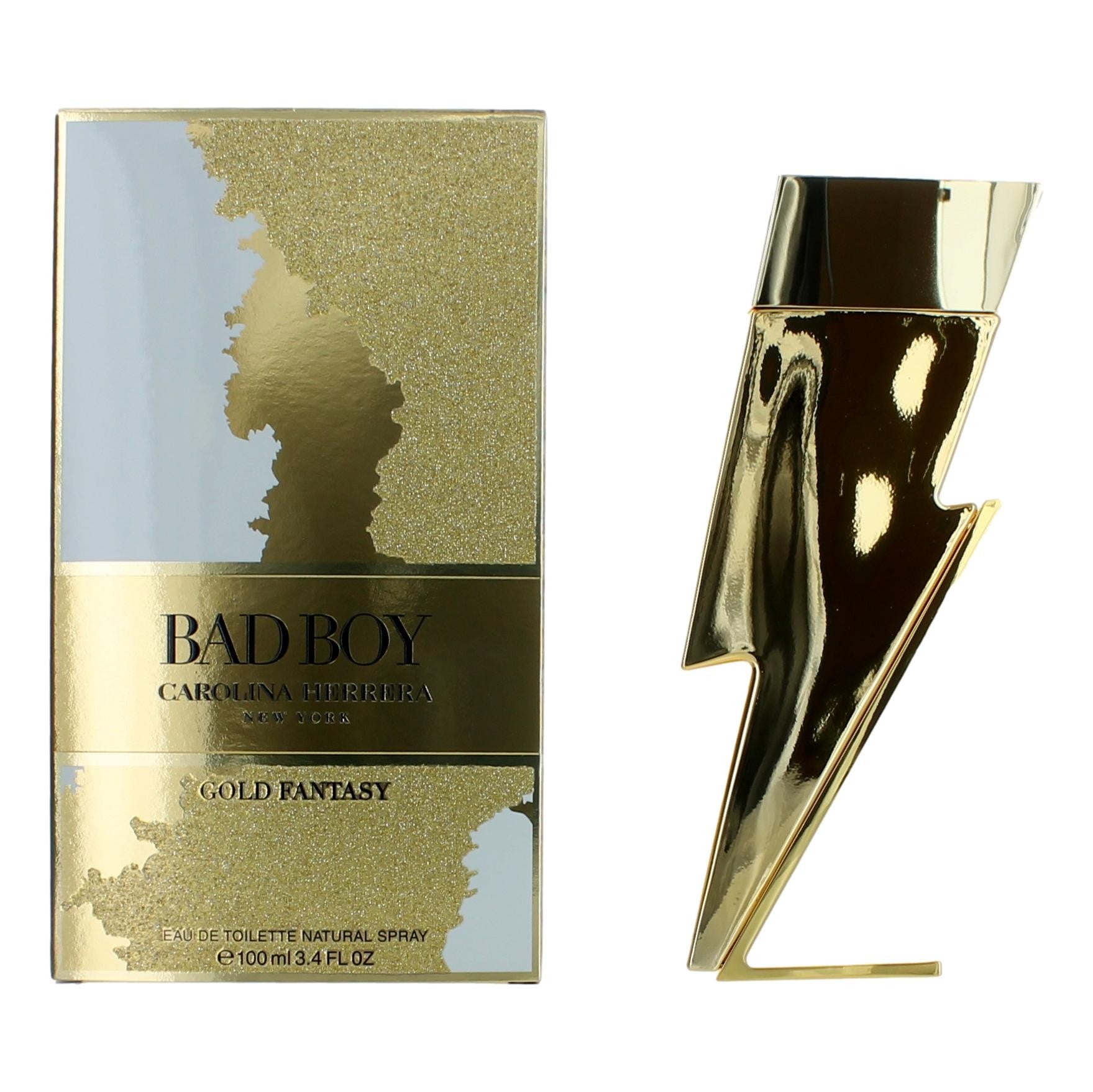 CAROLINA HERRERA BAD BOY GOLD FANTASY EDT / H 3.4 OZ