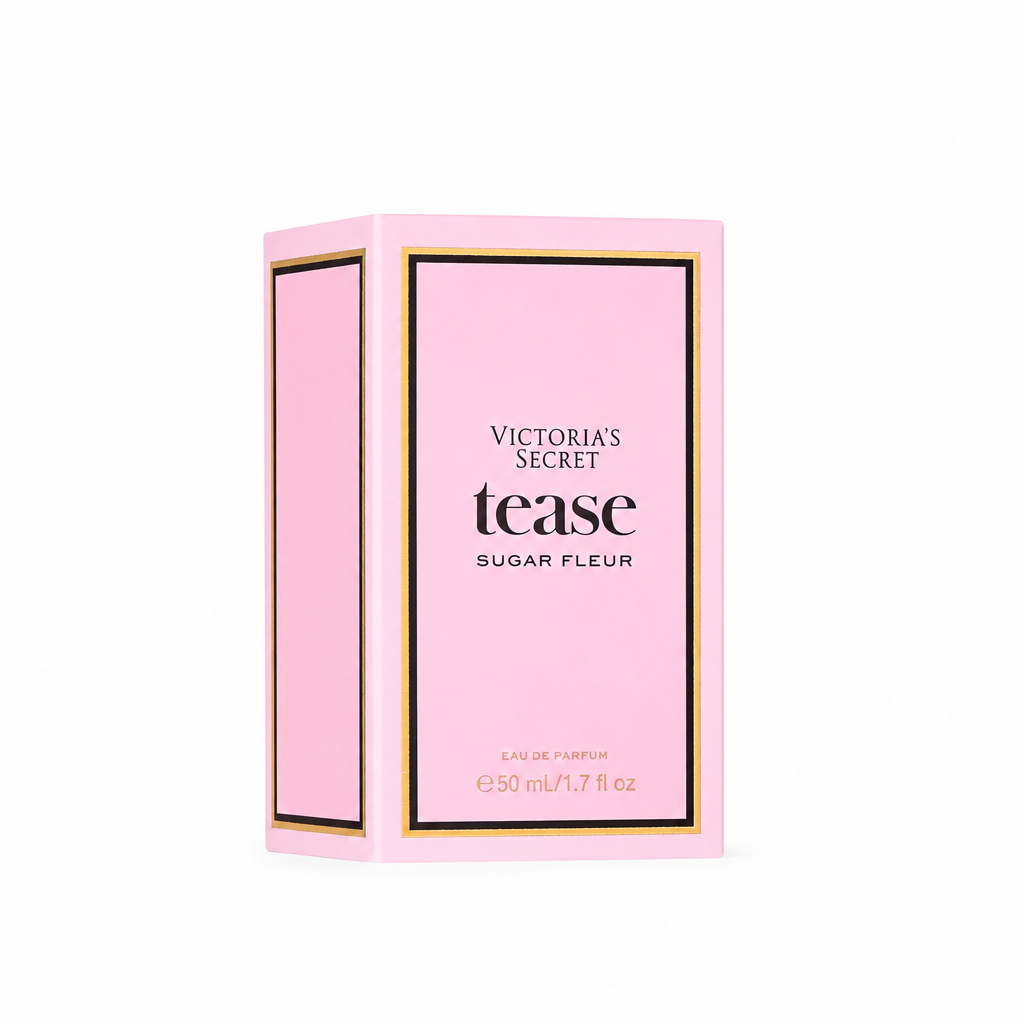 Caja de Victoria’s Secret Tease Sugar Fleur Eau de Parfum 50 ml con lateral visible sobre blanco