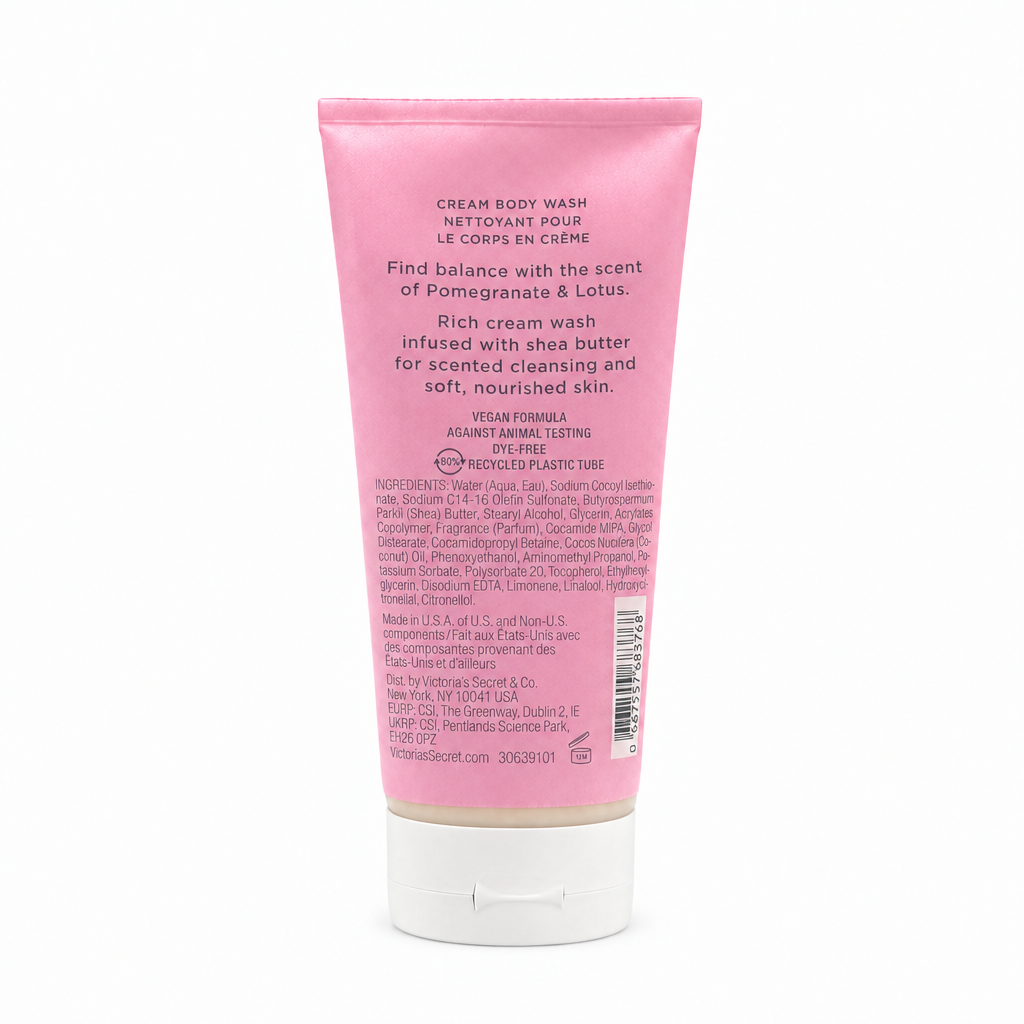 Jabón corporal Pomegranate & Lotus 236 ml, vista trasera sobre fondo blanco
