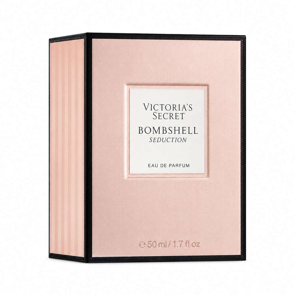 Caja de Victoria’s Secret Bombshell Seduction 50 ml con lateral visible sobre blanco