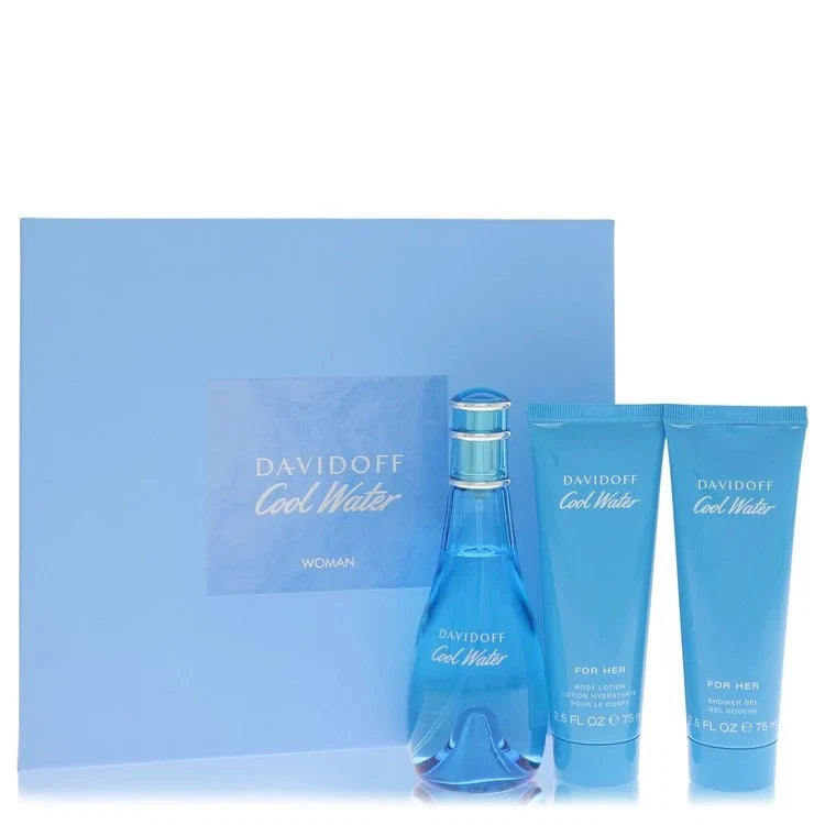 Estuche Davidoff Cool Water Woman EDT 100 ml para Mujer (3 piezas)